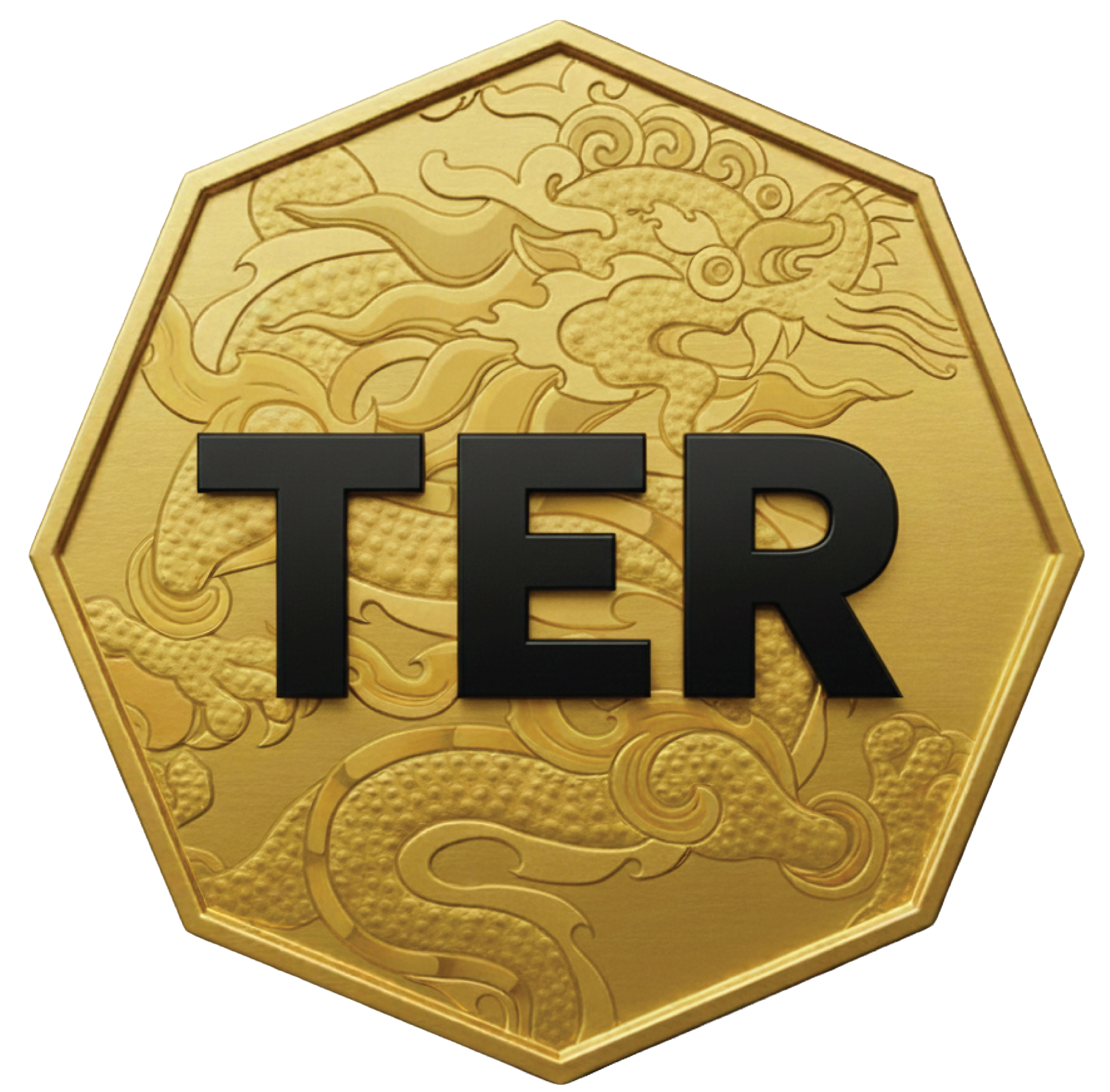 TER gold coin symbol — dragon emblem Bhutan sovereign token